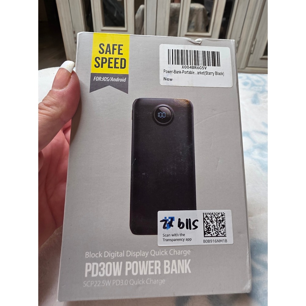 Safe Speed PD30W Power Bank Starry‎ Black Portable Charger Digital Display Quick